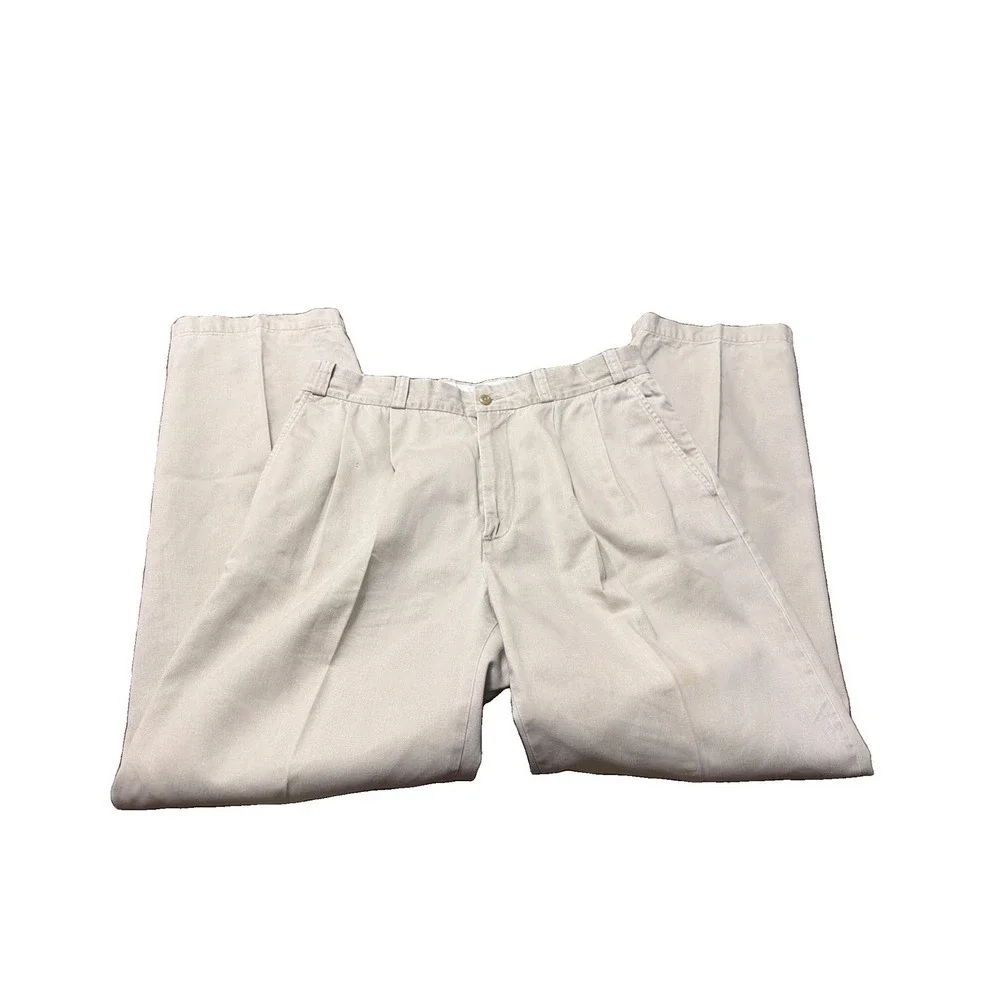 Duck Head Classic Pleat Front Pants Mens 34x32 Khaki Chino Canvas